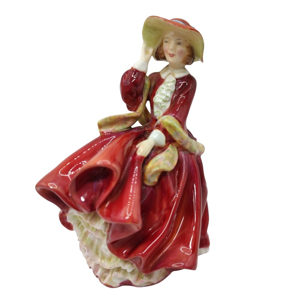 Royal Doulton Figurine Top of The Hill England Bone China HN 1834 Red Dress 40s